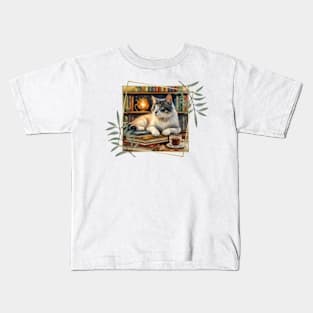 Book Nook Cat Kids T-Shirt